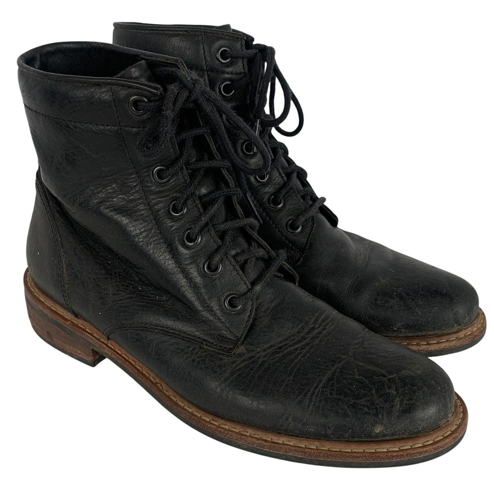 NISOLO All-Weather Amalia Lace Up Leather Boots Women's 9 Black Combat Ankle